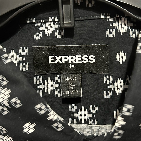 Express Men’s Button Up Black and White Shirt - Picture 3 of 3